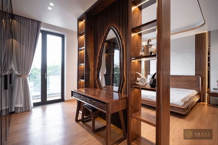 bàn trang điểm gỗ tự nhiên óc chó