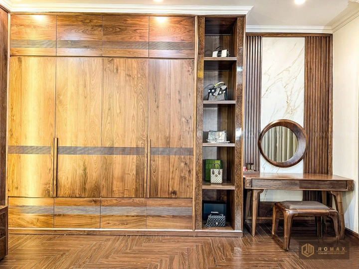 bàn trang điểm gỗ óc chó đẹp