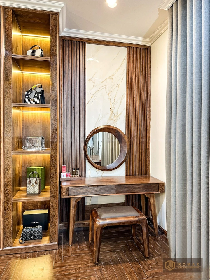 bàn trang điểm gỗ tự nhiên óc chó
