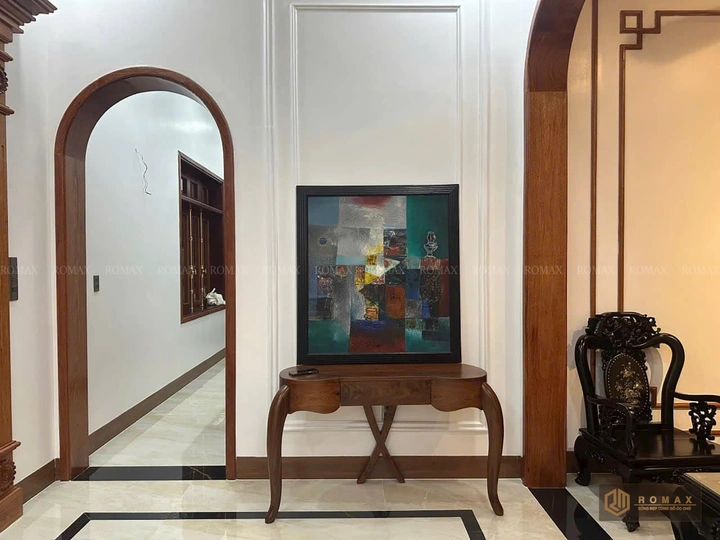 bàn trang điểm gỗ tự nhiên óc chó đẹp