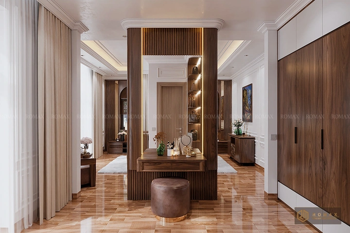 bàn trang điểm gỗ óc chó đẹp