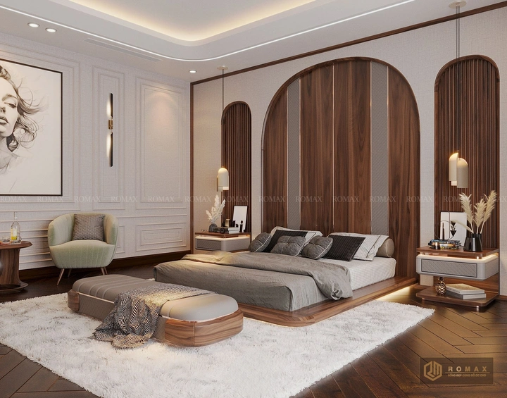 giường ngủ gỗ tự nhiên óc chó đẹp