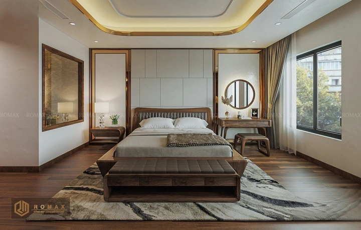 giường ngủ gỗ tự nhiên óc chó đẹp