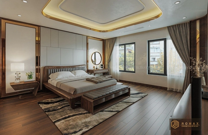 giường ngủ gỗ tự nhiên óc chó đẹp