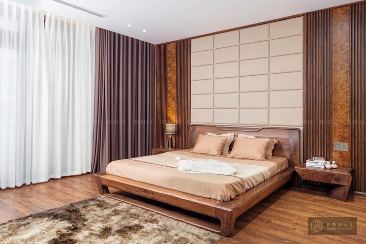 giường ngủ gỗ tự nhiên óc chó đẹp