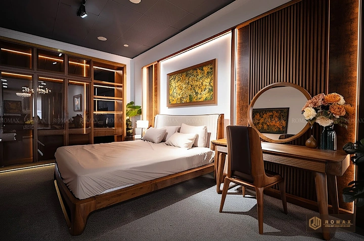 giường ngủ gỗ óc chó đẹp