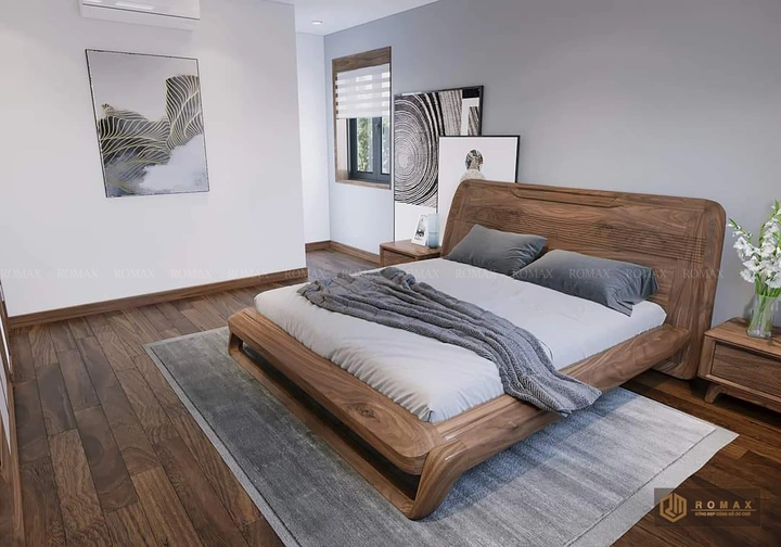 giường ngủ gỗ óc chó đẹp