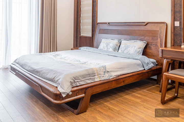 giường ngủ gỗ tự nhiên óc chó đẹp