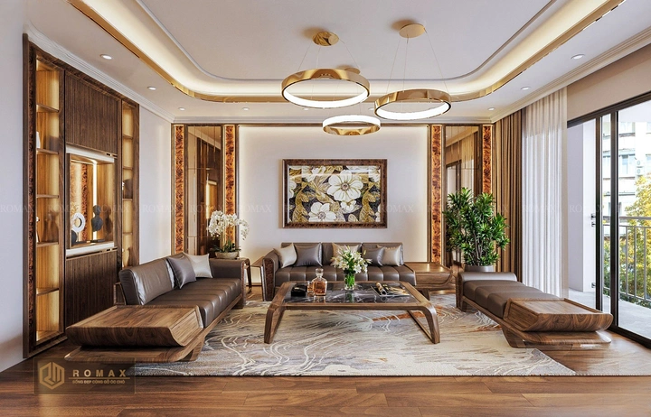sofa gỗ tự nhiên óc chó đẹp