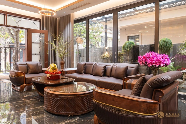 sofa gỗ óc chó tại hà nội