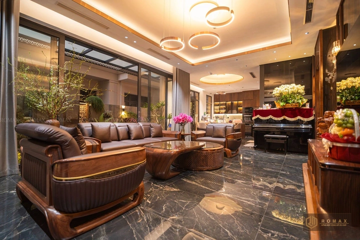 sofa gỗ tự nhiên óc chó đẹp