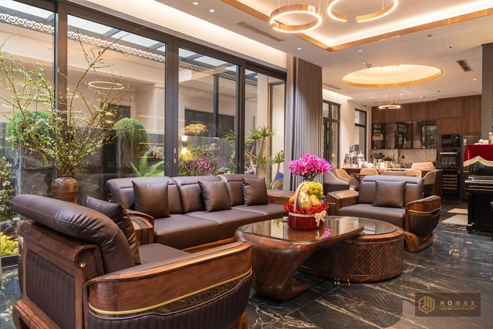 sofa gỗ óc chó tại hà nội