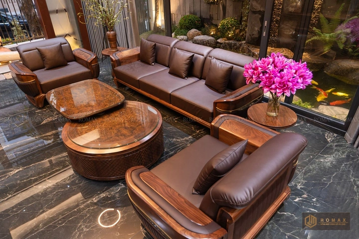 sofa gỗ tự nhiên óc chó