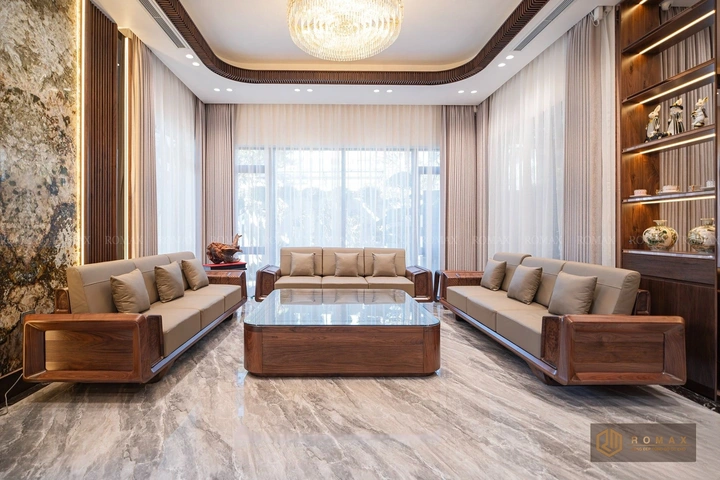 sofa gỗ tự nhiên óc chó đẹp