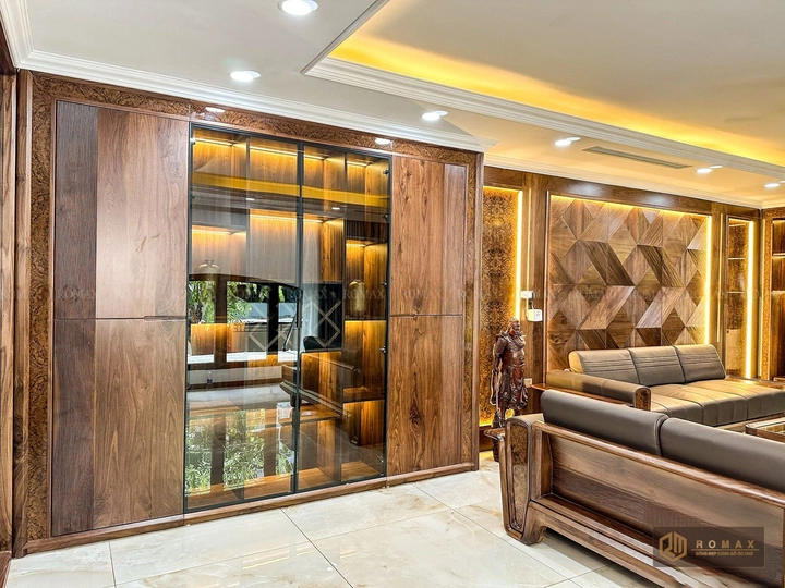 sofa gỗ tự nhiên óc chó đẹp