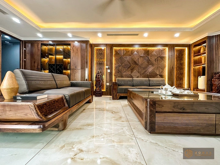 sofa gỗ óc chó