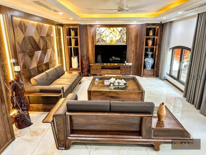 sofa gỗ tự nhiên óc chó