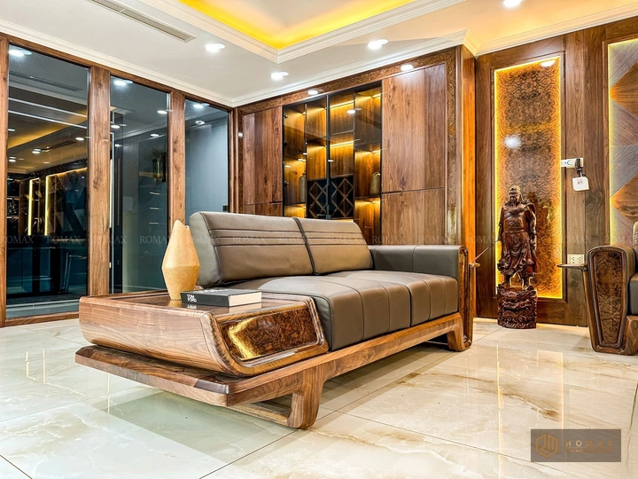sofa gỗ tự nhiên óc chó