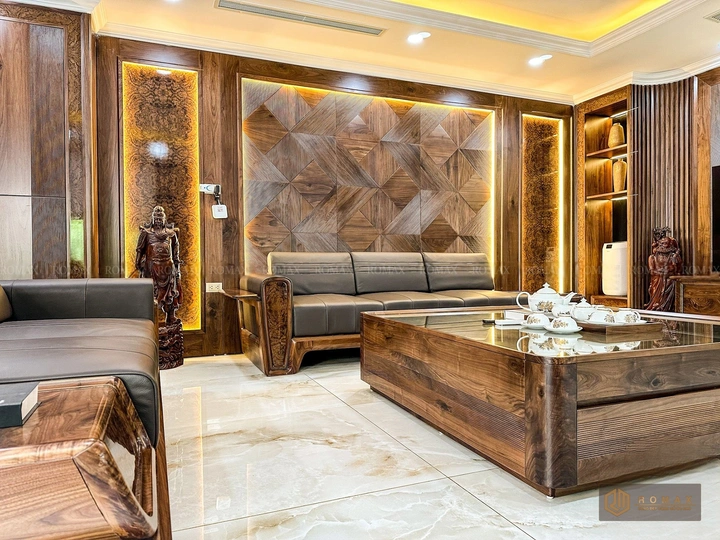 sofa gỗ óc chó đẹp