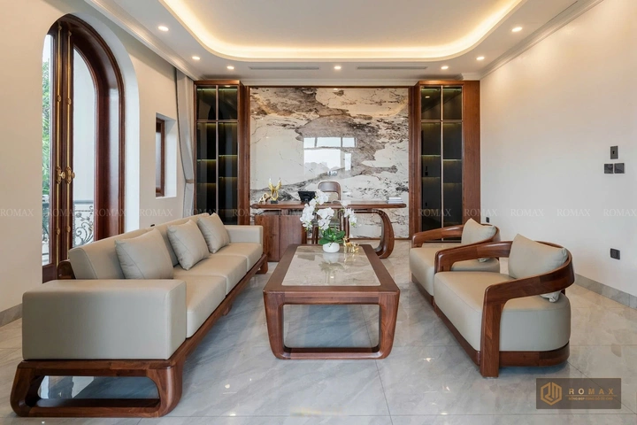 sofa gỗ tự nhiên óc chó