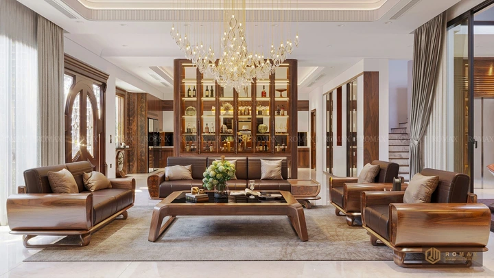 sofa gỗ óc chó đẹp