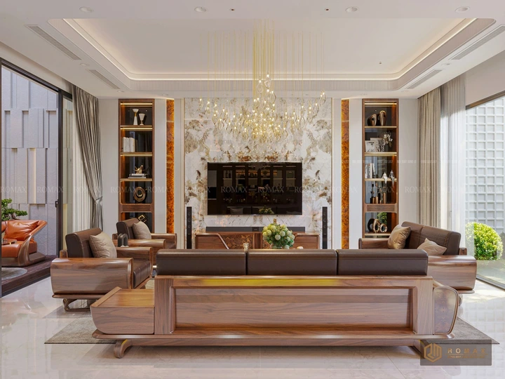 sofa gỗ tự nhiên óc chó