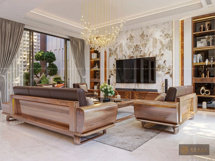 sofa gỗ óc chó