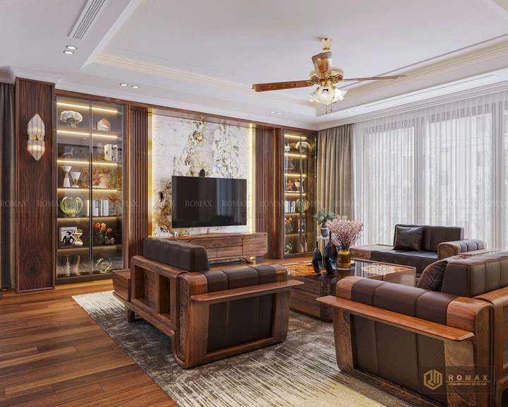 sofa gỗ tự nhiên óc chó