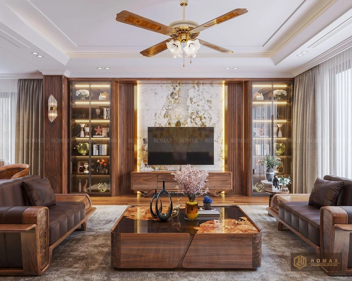 sofa gỗ óc chó tại hà nội