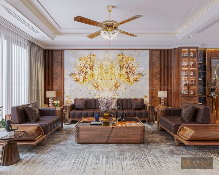 sofa gỗ óc chó