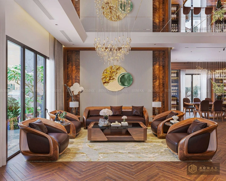 sofa gỗ tự nhiên óc chó đẹp