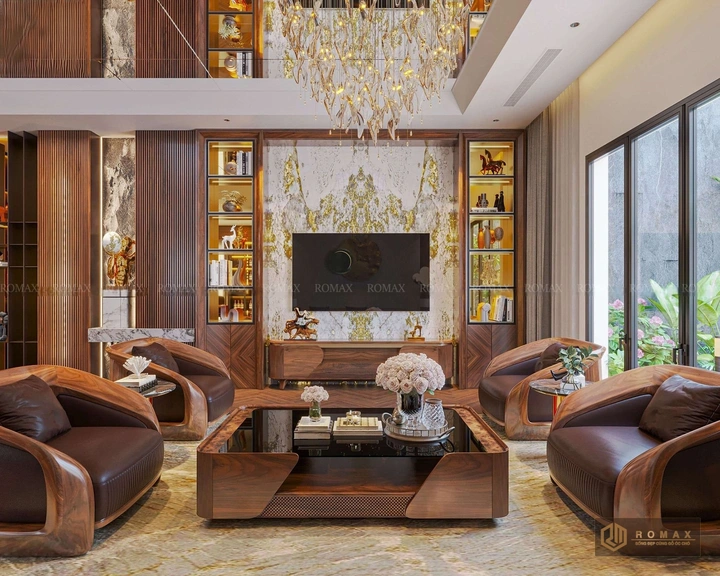 sofa gỗ óc chó tại hà nội