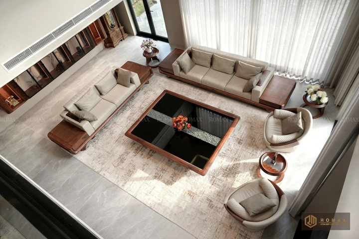 sofa gỗ óc chó tại hà nội
