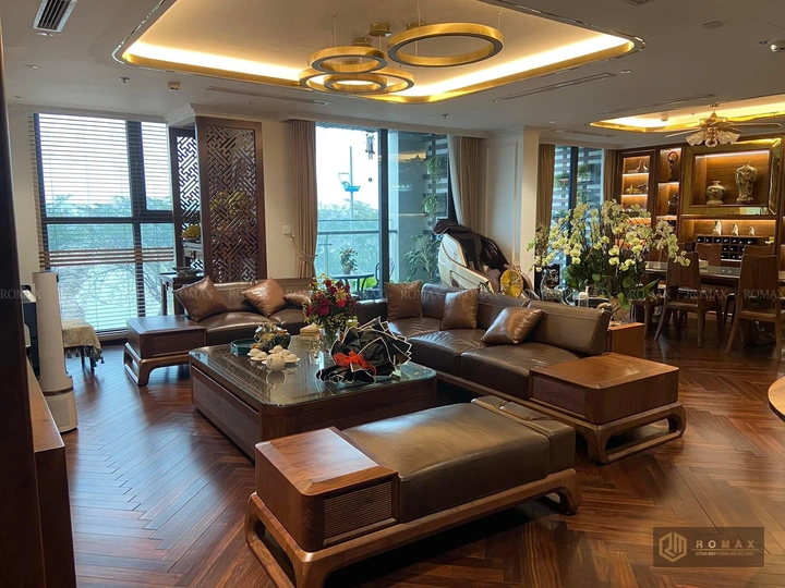 sofa gỗ tự nhiên óc chó đẹp