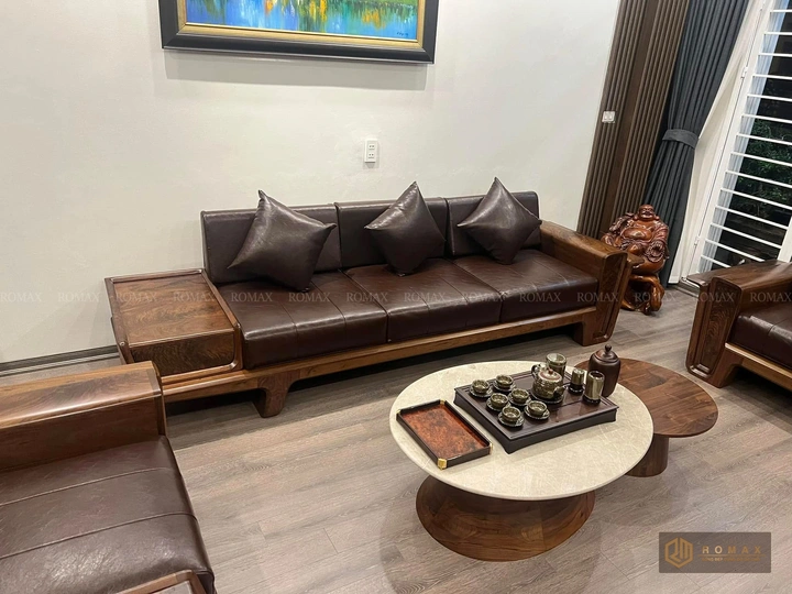 sofa gỗ tự nhiên óc chó đẹp