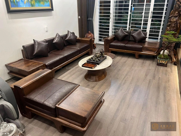 sofa gỗ óc chó tại hà nội
