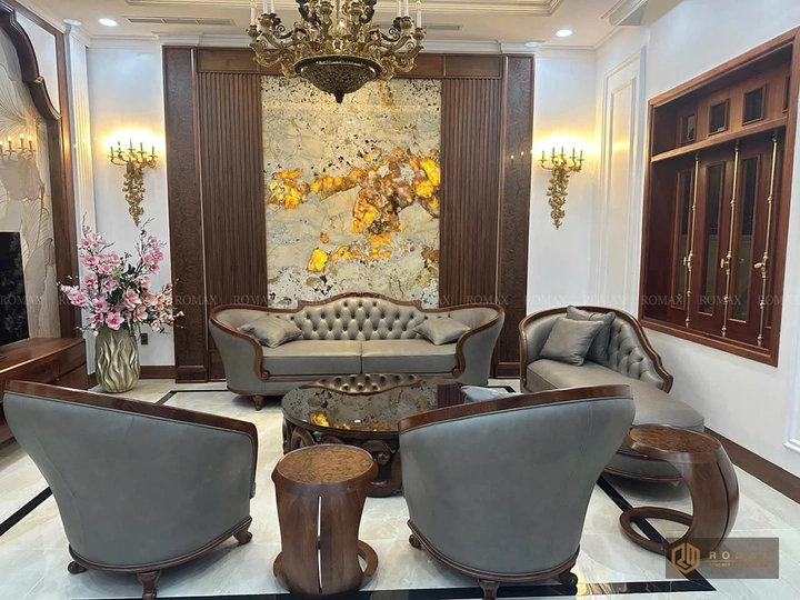 sofa gỗ tự nhiên óc chó đẹp