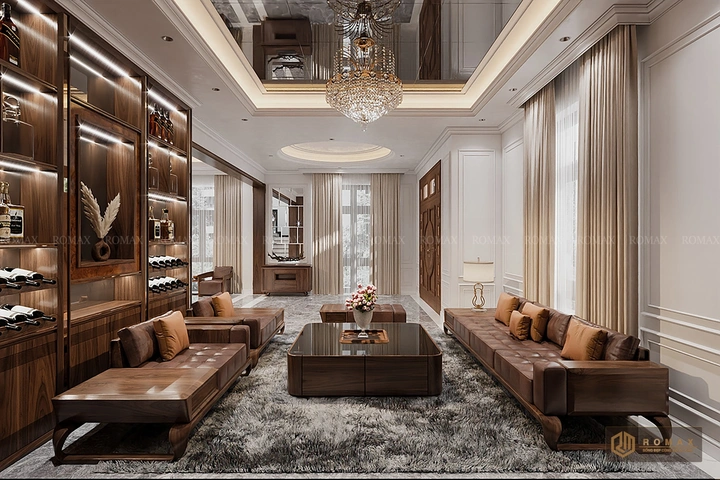 sofa gỗ óc chó tại hà nội