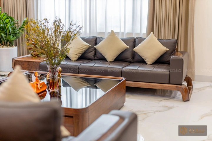sofa gỗ tự nhiên óc chó đẹp