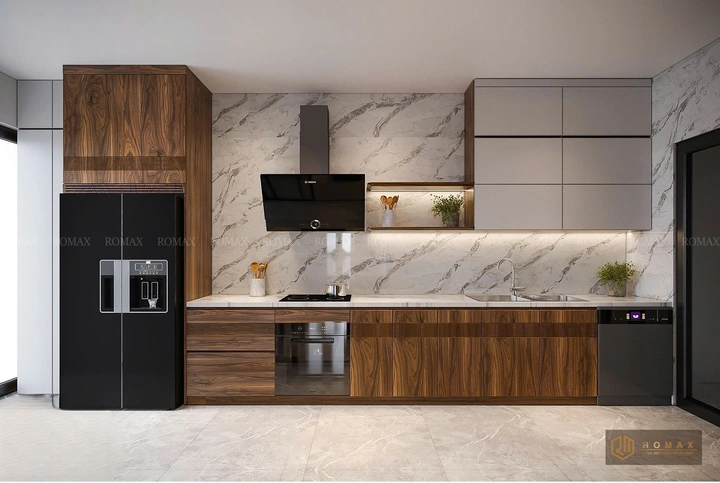tủ bếp gỗ óc chó đẹp