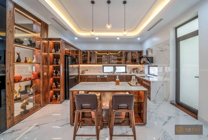 tủ bếp gỗ óc chó