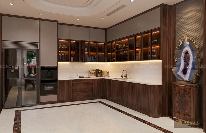 tủ bếp gỗ óc chó đẹp