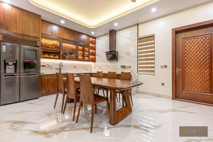 tủ bếp gỗ óc chó đẹp