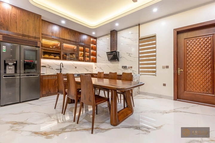 tủ bếp gỗ tự nhiên óc chó đẹp